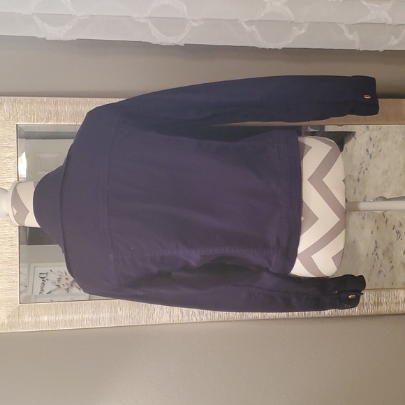 Michael Kors Cropped Blue Jacket Gold Buttons Casual Pockets - Picture 3 of 7